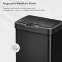 EKO Mirage-T 50 Liter / 13.2 Gallon Touchless Rectangular Motion Sensor Trash Can, Brushed Stainless Steel Finish (Matte Black)