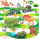 BEMITON Dinosaur Toys Race Car Track, Create a Dinosaur World Road Race, Flexible Dinosaur Track Toys Set, Christmas Birthday Gifts for 3 4 5 6 7 Years Old Boys Girls Kids