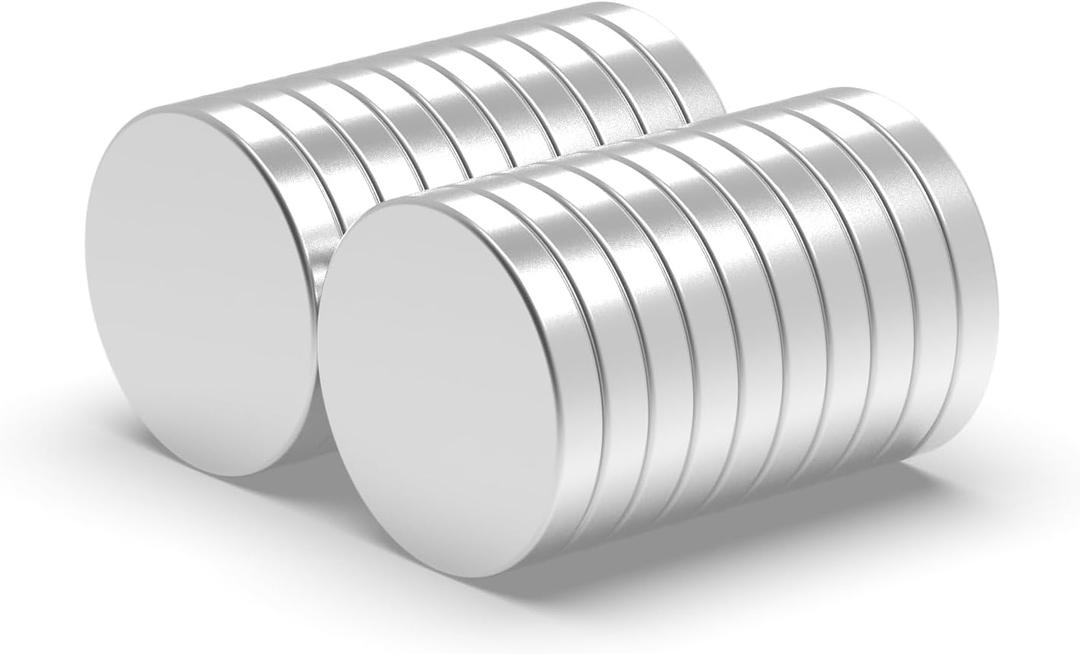 Strong Neodymium Rare Earth Magnets for Crafts, Heavy Duty Round Small Magnets, 0.63 x 0.12 Inch, 20 PCS, Black (Silver)