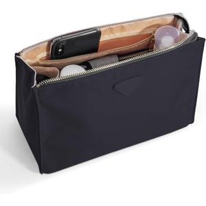Vercord Nylon Purse Organizer Insert for Hangbags Comestic Storage Toiletry Kit Bag in Bag with Zipper Pocket Black, Small