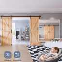 EaseLife 10 FT Double Sliding Barn Door Track and Handle Hardware Kit,Basic J Pulley,Slide Smoothly Quietly,Easy Install (10FT Track Kit for 27"~30" Wide Double Door)