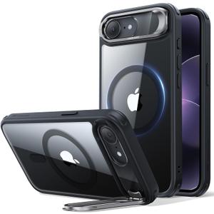 ESR for iPhone 17e Case & iPhone 16e Case with Stash Stand, Compatible with MagSafe, Military-Grade Drop Protection Magnetic Phone Case, Scratch-Resistant Back Cover,Clear Black