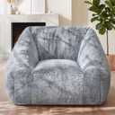 Hobestluk Bean Bag Chair Plush Accent Chair Armrest Living Room Adult Grey | Memory Foam Filled,Oversized Large Cozy Comfy Plush Chair,Lazy Sofa,Armrest,Living Room Bedroom Dorm,Washable cover, 30 inches x 37 inches x 46 inches