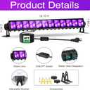 Upgraded 4 Pack 40W Blacklight Bar, IP66 Waterproof LED Black Light with Plug+Switch+6ft Cord, Each Light Up 24x24ft, for Outdoor, Glow Party, Halloween, Body Paint, Bedroom, Classroom, Stage Lighting