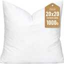 Artscope Synthetic Down Pillow Insert, 20x20 Down Alternative Throw Pillow Insert. Ultra Soft Fluffy Sleeping Pillow with 100% Cotton Cover, Decorative Pillows-White.