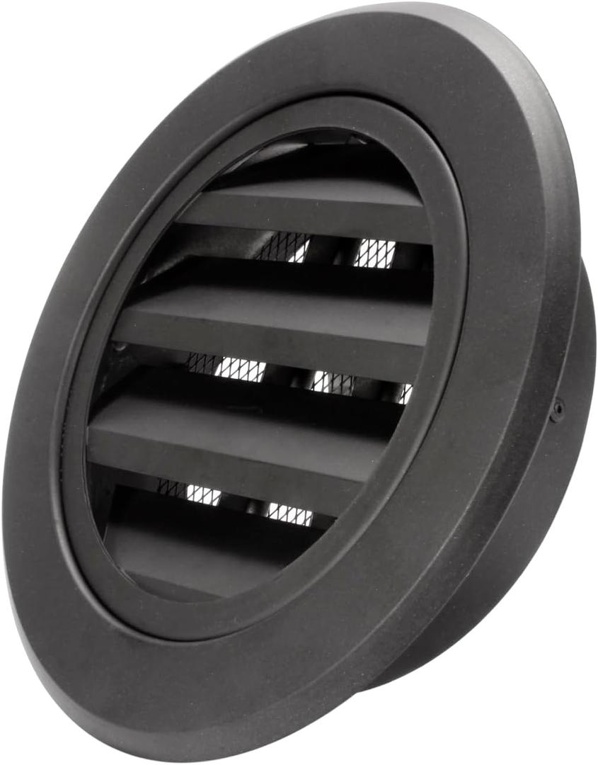 Hon&Guan 6 Inch Soffit Vent, Aluminum Exhaust Bathroom 6'' Wall Vent Cover with Built-in Fly Screen Mesh for Bathroom Kitchen Office (Black 150mm)