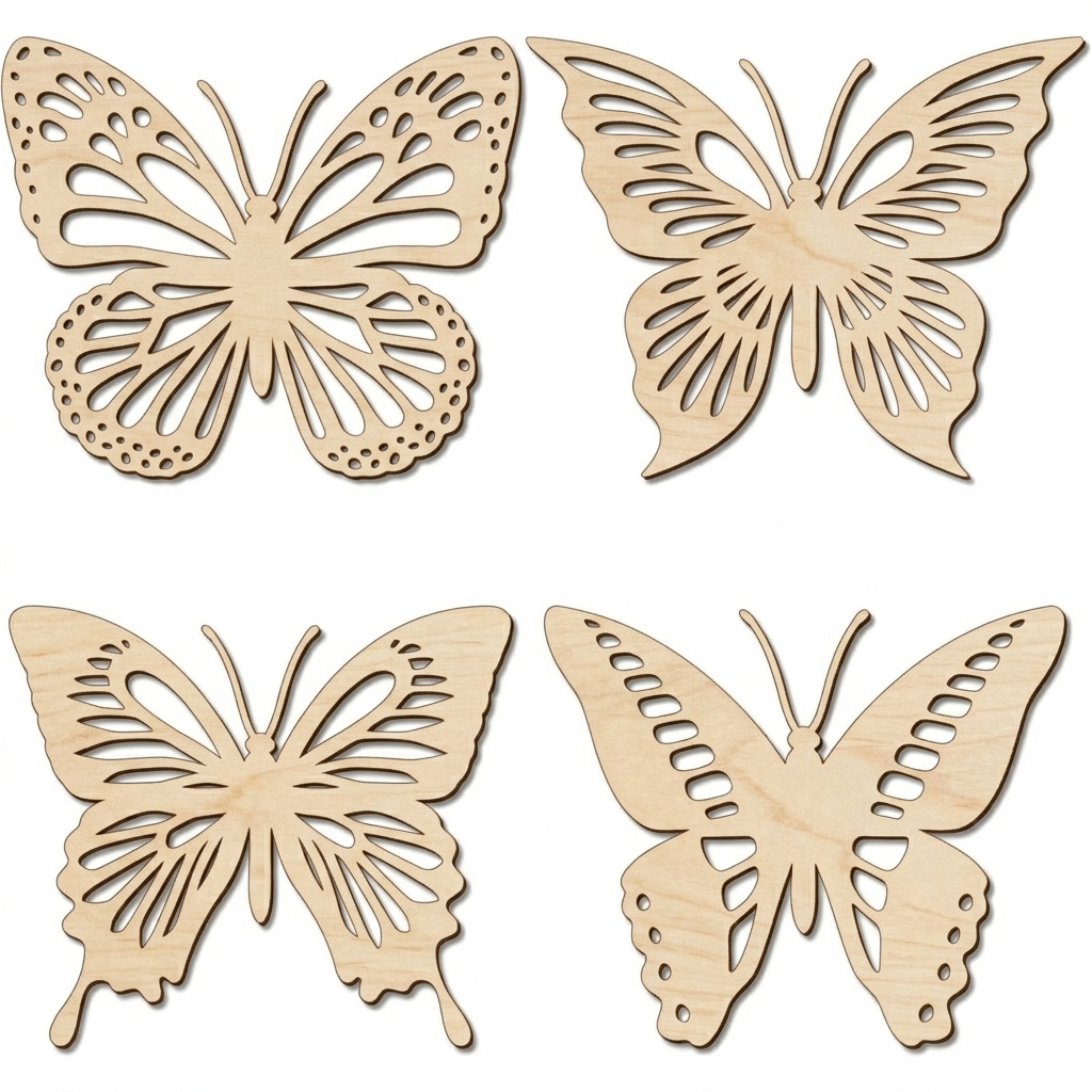Qunclay 4 Pcs Wooden Butterfly Wall Decor Large Butterfly Wall Art Boho Home Hanging Modern Sculpture Decorations Modernist Signs for Living Room Bathroom Yard Gallery Indoor Outdoor