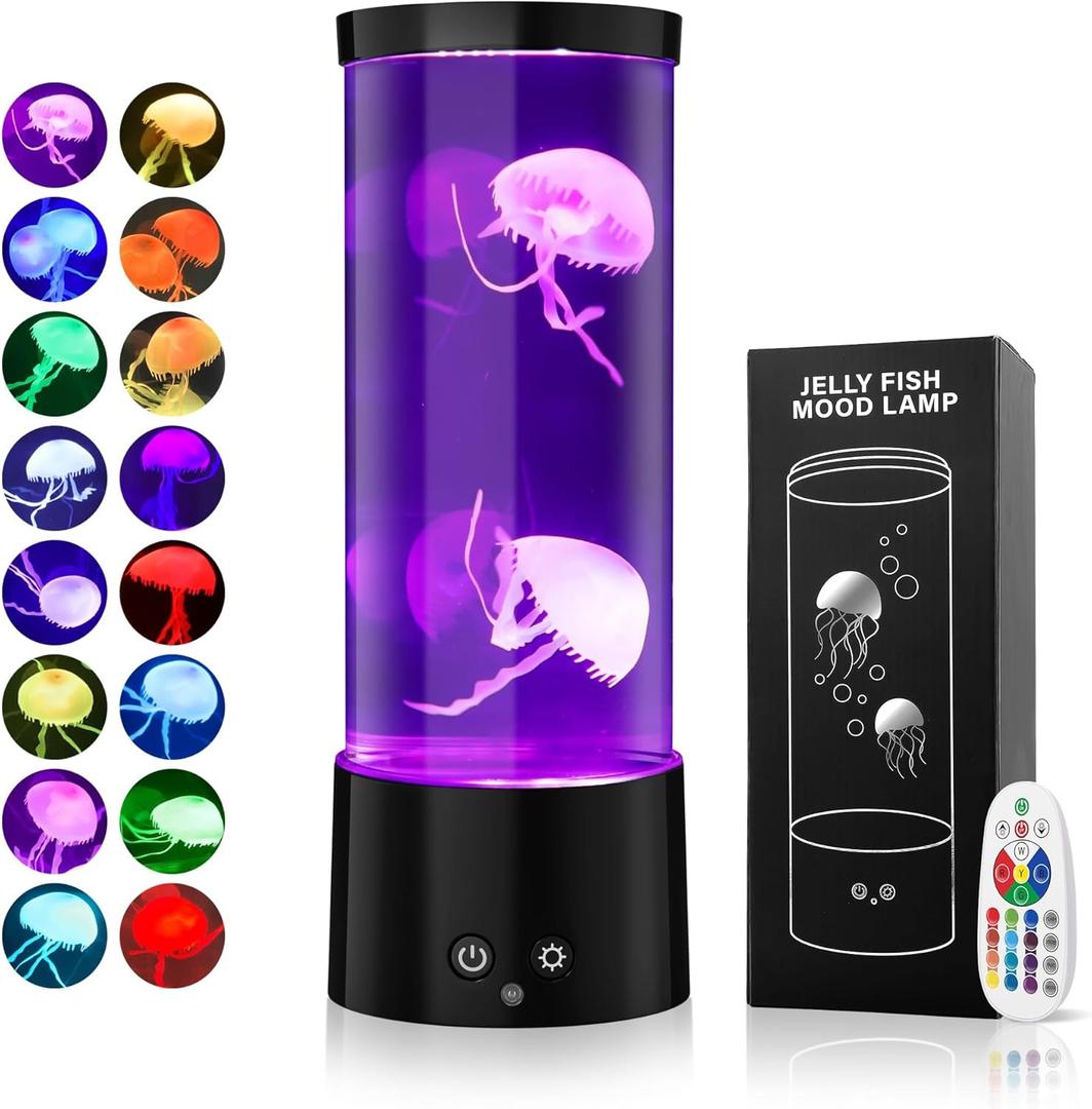 Jellyfish Lamp with 17 Light Effects - Mood Table Lamp Night Light with Remote, Jelly Fish Tank Aquarium for Living Room, Christmas Birthday Gifts for Kids