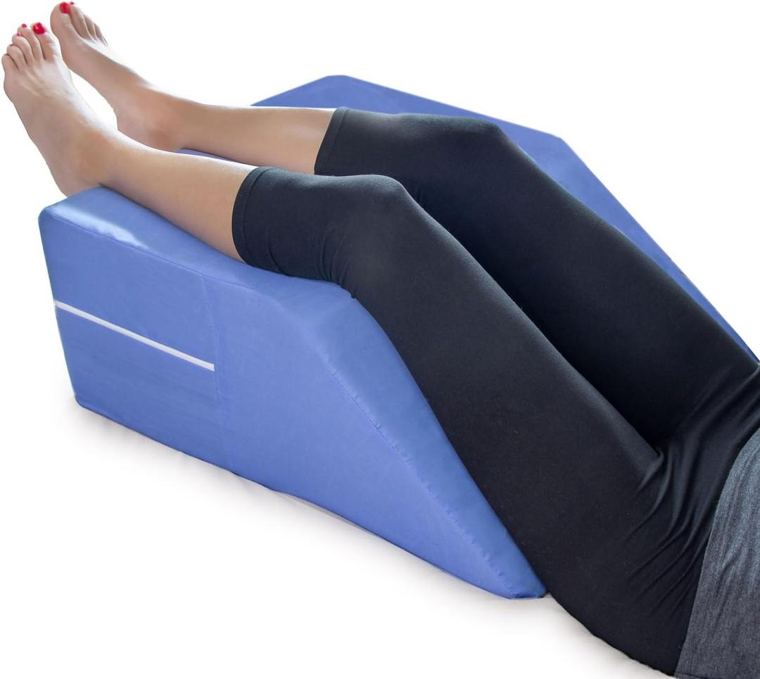 DMI Firm Wedge Pillow, Leg Pillow, Bolster Pillow, FSA Eligible Incline Pillow for Leg Elevation, Snoring, Foot Circulation, Pregnancy, Sciatica, Blue, 30.5 x 19.5 x 10