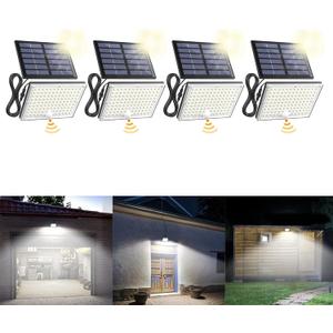 SUPERDANNY Solar Outdoor Flood Lights with 113 Bright LEDs, Motion Sensor Dusk to Dawn Outside Flood Lights with 16ft Cable IP65 Waterproof, Security Light for Garden Barn Porch 4 Pack