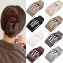 8 Pack Flat Hair Clips for Women Large Glossy Neutral Rectangle No-Slip Claw Clips for Thick & Thin Hair, Strong Hold Square Hair Accessories for Work & Stylish Outfits