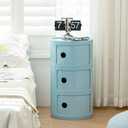 3 Tier Round Nightstand with Drawers, Royal Blue Round Side Table Small Plastic Storage End Table Suitable for Bedroom, Living Room, Bathroom