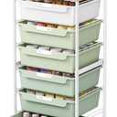 SYKIARIOL Rolling Cart with 6 Drawers,Utility Storage Cart with Drawers,Art Craft Organizers and Storage,Makeup Organizer with Wooden Tabletop,Green