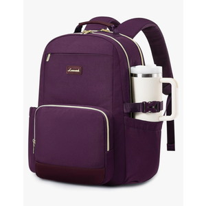 LOVEVOOK Laptop Backpack for Women with Pouch Pocket for Large Capacity Cup,15.6 Inch Laptop Computer Bag Travel Backpack Purse,Waterproof Work Business Backpack College Teacher Bags,Dark Purple