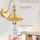 Wireless Battery Operated Wall Sconce, Gold Industrial Wall Lights Decor Set of 2, Vintage Rechargeable Magnetic Cordless Wall Lamp Fixture with Remote for Farmhouse Bedroom Living Room