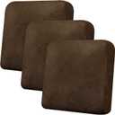 Couch Cushion Covers Leather-Look 3PC Stretch Extra Large Sofa Seat Slipcover Sets Individual Couch Seat Cushion Cover, Pet-Friendly, Non-Slip, Easy Fit - Dark Brown