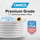 Camco Taste PURE 10-Ft Water Hose - RV Drinking Water Hose Contains No Lead, No BPA & No Phthalate - Features Diamond-Hatch Reinforced PVC Design - 1/2” Inside Diameter, Made in the USA (22743)