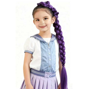 Purple Braiding Hair 26 Inch Pre Stretched Crochet Braiding Hair Extensions for Women , Purple Hair Extensions for DIY Cosplay Crtoon Character Ponytail Halloween Costumes (26 Inch)