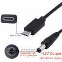 USB C to DC 5.5mm x 2.5mm(Compatible with 5.5x2.1mm) Power Cord, USB Type C Input to DC 12V 3A Out Power Cable, Work with PD Charger and Power Bank. for Outdoor, Studio and Travel.(1 Pack, 5 Feet)