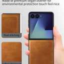 Foluu for Samsung Galaxy Z Flip 7 5G Case, Galaxy Z Flip 7 Leather Case, PU Leather + Hard PC Shell Ultra Thin Slim Durable Protective Phone Case Cover for Samsung Galaxy Z Flip7 5G 2025 (Yellow)