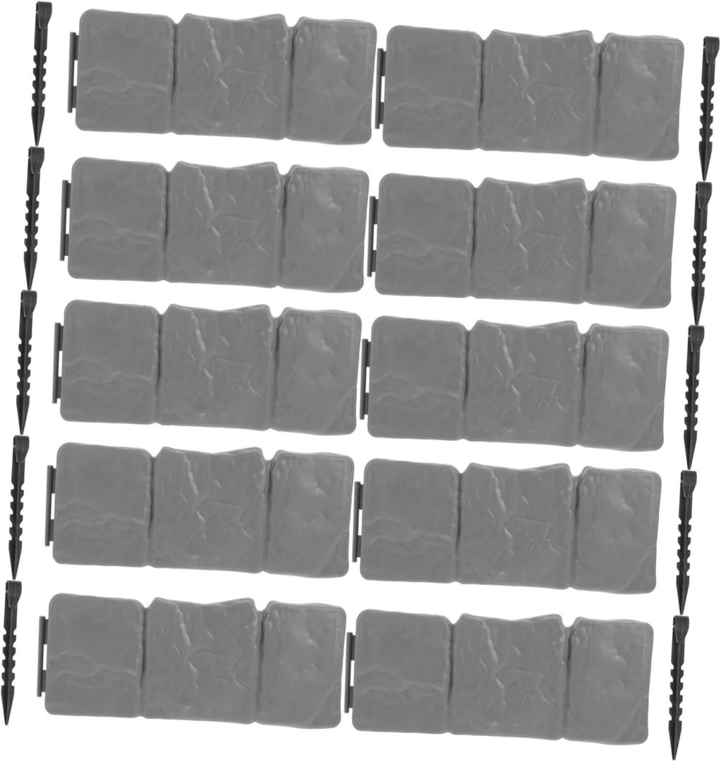 Happyyami Imitation Flexible Garden Edging Border for Flower Beds Landscape Design Easy to Install Fencing (Gray)