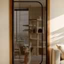Cat Screen Door, Extra Tall Cat-Proof Mesh Gate, Fit Door Size 36'' x 82'', Anti Scratch Mesh with Zipper Closure, for Living Room, Kitchen, Bedroom (Black)