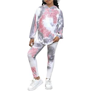SOLY HUX Girl's 2 Piece Outfits Tie Dye Long Sleeve Hoodies Sweatshirt and Leggings Pants Matching Sets