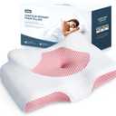 Osteo Cervical Pillow for Neck Pain Relief, Contour Support for Side Back Stomach Sleepers, Hollow Design Odorless Memory Foam Pillows with Cooling Case, Adjustable Orthopedic Bed Pillow for Sleeping Pink