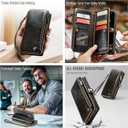 Defencase for Galaxy S26 Ultra Case Wallet with RFID Blocking Card Holder for Women Men, PU Leather Magnetic Snap Flip Wrist Strap Zipper Wallet Phone Cases for Samsung Galaxy S26 Ultra 6.9", Coffee