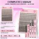 Lash Clusters Kit, DIY Cluster Eyelash Extensions 818mm,168pcs Fluffy D Curl Natural Lashes with Bond and Seal,Remover,TweezersNatural Fake Cat Eye Individual Manga Clusters 2-3-L