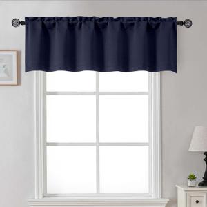 Gwine Navy Blue Valance for Windows, Small Blackout Valance Kitchen Curtains for Bathroom Basement, Modern Rod Pocket Thermal Insulated Window Treatment, 60" Wx14 L, 1 Piece