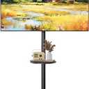 Small Rolling TV Stand for 10-46 Inch TVs with Shelf and Hidden Wheels