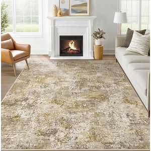 5x7 Area Rugs for Living Room: Washable Neutral Abstract Rug Soft Modern Rugs Indoor Floor Non-Slip Carpet for Bedroom Dining Room Nursery Office(Golden Brown, 5'x7')