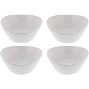 Over and Back 4-Piece What a Dish Porcelain Serving Bowls Set w/ Diamond Pattern Design  Microwave, Dishwasher & Oven Safe  Decorative Pieces Great for Appetizers, Sides or Dinner Portions, White