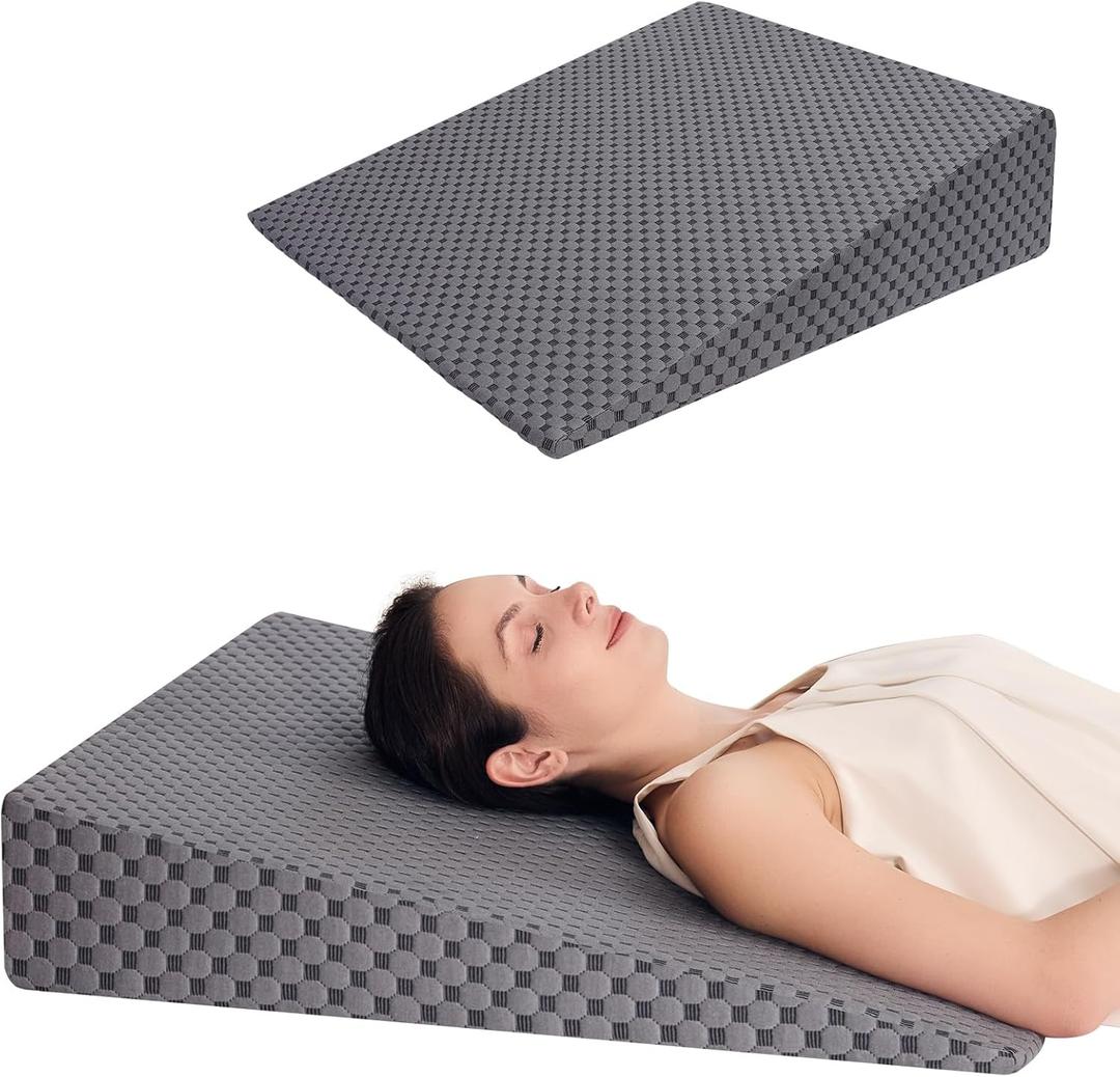 Wedge Pillow 5in Bed Wedge Pillow for Sleeping, Snoring, Back Support, After Surgery, Triangle Pillow, with Washable Cover, Gray
