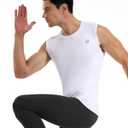 Runhit 2 Pack Men's Compression Shirts Sleeveless Workout Athletic Tank Top Sports Base Layer Undershirt (Blue, XL)