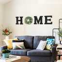 Pinkpum Wood Home Sign with Artificial Eucalyptus Wreath for O, Hanging Farmhouse Wall House Decor Wood Letters for Wall Art Rustic Home Decor, Wall Decor for Living Room Kitchen Entryway (Black)