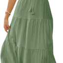 Fisoew Women's Spaghetti Strap Maxi Dress Summer Sleeveless Side Cut Out Dress Casual Boho Backless Flowy Long Dresses, 