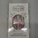 Short False Nails Almond Press on Nails French Nails Tips Full Cover Swirl Fake Nails for Women and Girls 24Pcs