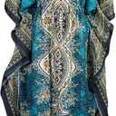 Floral Print Long Caftan Tunic Dress Nightdress Beach Dress Maxi Kaftan Nightwear Plus Size Cover Up Dresses for Women, One Size
