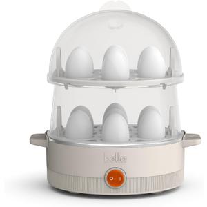 bella Electric Egg Cooker, 14 Eggs Capacity Tray, Double Stack, for Poached, Scrambled, Hard, Medium & Soft Boiled Eggs, Omelets and Steamed Dumplings, Auto Shutoff, 360 Watt, Oatmilk