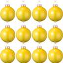 12 Pcs Yellow Glass Christmas Ball Ornaments 2.36" Shatterproof Xmas Christmas Tree Decorations with Hanging Loop and Rope Christmas Decorative Ball for Holiday Hanging Wreath Garland Decorations