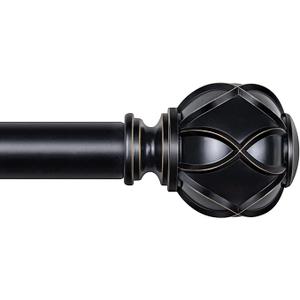 KAMANINA Curtain Rods for Windows 66-120 Inch, Long Heavy Duty Rods, Black
7/8 Inch Single Drapery Rod, 32-120" Adjustable, Decorative Netted Texture End, Easy Wall Mount for Living Room, Sliding Door