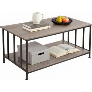 SENIG Small Coffee Table for Living Room with Slatted Sides Frame 39 Inch, 39.3in
