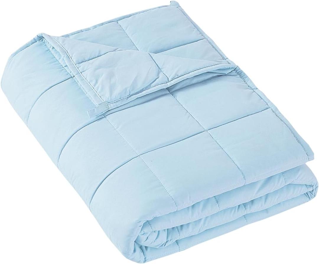 MOTRIP Weighted Blanket 7 Pounds, Soft Cooling Blanket for Hot Sleepers Full Size, Machine Washable Bed Blanket with Premium Glass Beads, 48''x72'' 7lbs Sea Blue