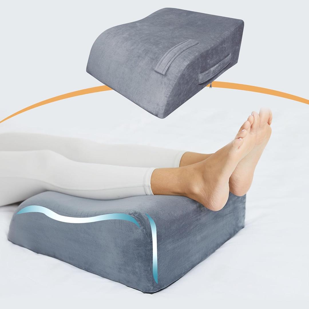 MORTGO Leg Elevation Pillows, 8" Leg Pillows for Sleeping, Memory Foam Wedge Pillow for Swelling, Circulation, Pain Relief, Elevated Pillow for PostSurgery, Back Support Pillows w/Washable Cover