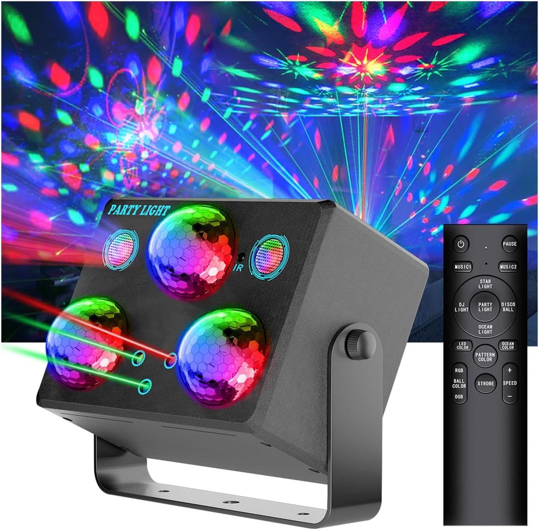 Disco Ball,Party DJ Disco Light Strobe Stage Dance Light Glow Party Sound Activated with Remote Control Rave Ocean Star Projector for Club KTV Christmas Halloween Dancing Parties Holiday Dcor