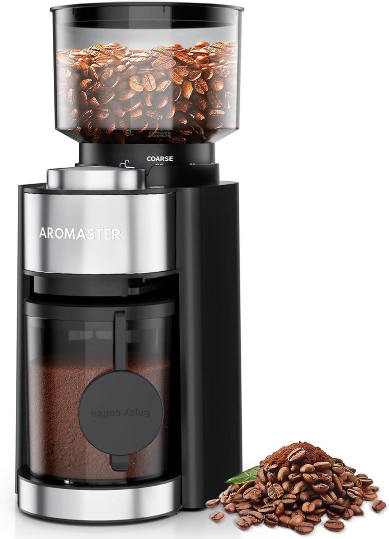 Conical Burr Coffee Grinder,3-Ear Portafilter Holder (Household, Black)