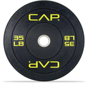 CAP Barbell Economy Olympic Bumper Plate with Yellow Logo, Black, 35 lb Single