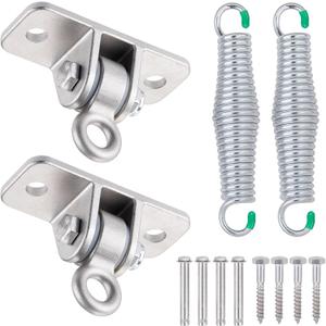 Porch Swing Hanging Kit, Heavy Duty 304 Stainless Steel Swing Hangers Set with Galvanized Iron Springs for Hammock Chairs or Ceiling Mount Porch or Patio Swings, Screws and Bolts Included